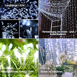 BESTA Rideau lumineux à LED 300 Rideau à chaîne lumineuse à LED avec télécommande et minuterie Rideau à chaîne lumineuse à 8 modes pour l'anniversaire de décoration de fête de Noël à l'intérieur