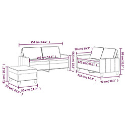 vidaXL Ensemble de canapés 3 pcs avec coussins Marron Velours pas cher