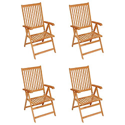 Maison Chic Lot de 4 Chaises de jardin,Fauteuil d'extérieur avec coussins à carreaux rouge Teck -MN76747