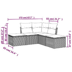 Acheter vidaXL Salon de jardin avec coussins 5 pcs marron résine tressée