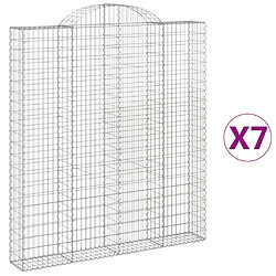 vidaXL Paniers à gabions arqués 7 pcs 200x30x220/240 cm fer galvanisé