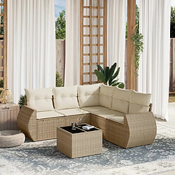 vidaXL Salon de jardin avec coussins 6 pcs beige résine tressée