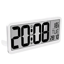 Horloge Murale Numérique De 14 '' Avec écran LCD Jumbo Et Température Intérieure Blanche pas cher