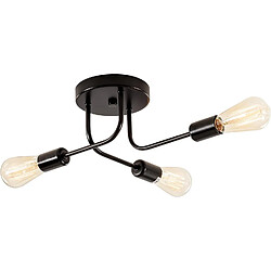 Stoex Plafonnier D'Intérieur Lampe de Plafond Moderne 3 Lumières Plafonnier Rétro Vintage Noir, Pour Chambre Cuisine Couloir Salon E27 