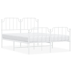 Maison Chic Cadre/structure de lit métal et tête de lit + pied de lit pour adulte - Lit Moderne Chambre blanc 150x200cm -MN40650