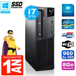 PC Lenovo M92p SFF Core I7-3770 8Go Disque 960Go SSD Graveur DVD Wifi W7 · Occasion 