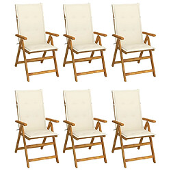 Maison Chic Lot de 6 Chaises pliables de jardin avec coussins - Fauteuil d'extérieur Bois d'acacia -MN16391