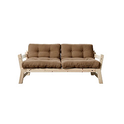 Inside 75 Banquette convertible futon STEP pin massif coloris mocca couchage 70*200 cm.