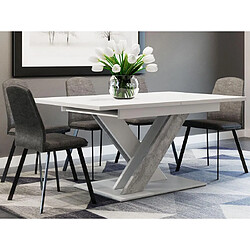 Bestmobilier Buriti - table à manger extensible - blanc et effet marbre - 4 à 6 personnes