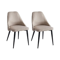 Vente-Unique Lot de 2 chaises en tissu et métal - Crème - EZRA