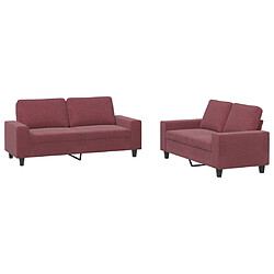 vidaXL Ensemble de canapés 2 pcs rouge bordeaux tissu