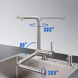 Avis Cecipa max Mitigeur Evier Repliable en Inoxydable Brossé devant Fenêtre, Robinet Évier Robinet de Cuisine avec barboteur démotable,EU Modèle