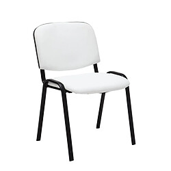 Decoshop26 Chaise visiteur assise rembourrée en synthétique blanc BUR10068