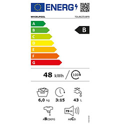 Lave-linge top 6kg 1200 tours/min blanc - TDLR6251BFR - WHIRLPOOL