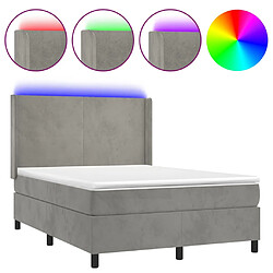 vidaXL Sommier à lattes de lit matelas et LED Gris clair 140x200 cm