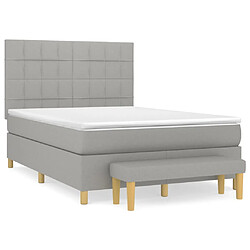 vidaXL Sommier à lattes de lit avec matelas Gris clair 140x190cm Tissu