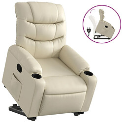 Maison Chic Fauteuil Relax pour salon, Fauteuil inclinable Crème Similicuir -GKD19493