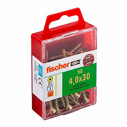 Fischer 653944 Power-Fast Lot de 50 Vis à tête fraisée 4,0 x 30 mm VG PZ galvanisée Jaune