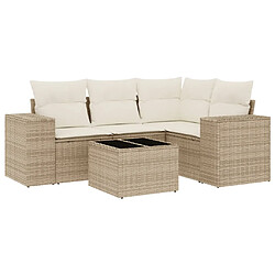 vidaXL Salon de jardin avec coussins 5 pcs beige résine tressée