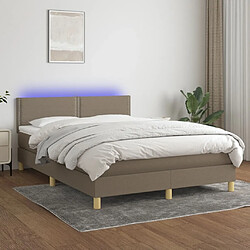 Sommier à lattes LED,Cadre à lattes de lit avec matelas pour Adulte Taupe 140x200 cm Tissu -MN12264