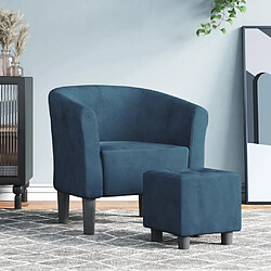 Maison Chic Fauteuil cabriolet et repose-pieds,Fauteuil luxe pour relax bleu foncé velours -MN19950