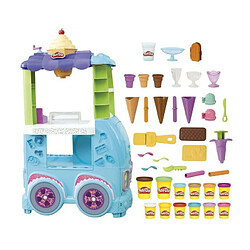 Play-Doh, Camion de glace géant, inclut 27 accessoires, 12 pots de pâte a modeler, sons réalistes