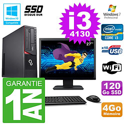 PC Fujitsu Esprimo E720 E85+ DT Ecran 27'' i3-4130 RAM 4Go 120 Go SSD Wifi W7 - Occasion