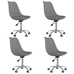 vidaXL Chaises pivotantes à manger lot de 4 Gris clair Tissu