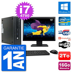 PC HP 800 G1 Ecran 19" Core i7-4790 RAM 16Go Disque 2To Windows 10 Wifi - Occasion