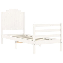 Maison Chic Cadre/structure de lit avec tête de lit pour adulte - Lit Moderne Chambre blanc petit simple bois massif -MN29822 pas cher