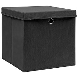 Maison Chic Ensemble de 10 Boîtes de rangement,Boîtes de stockage avec couvercle Noir 32x32x32cm Tissu -MN899870