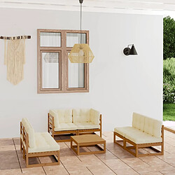 Maison Chic Ensemble Tables et chaises d'extérieur 7pcs avec coussins,Salon de jardin bois de pin massif -GKD716583