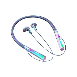 LUUCOZK Écouteurs tour de cou lumineux à réduction de bruit sans fil Bluetooth 5.1 - Casque de jeu pour le sport - Argent 