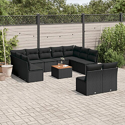 Maison Chic Salon de jardin 12 pcs avec coussins, Ensemble Tables et chaises d'extérieur noir résine tressée -GKD416090