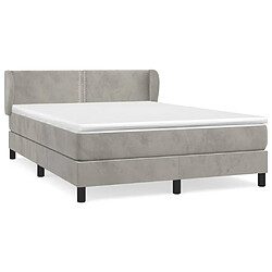 vidaXL Sommier à lattes de lit et matelas Gris clair 140x190cm Velours