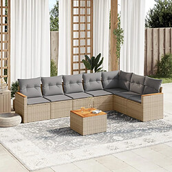 Maison Chic Salon de jardin avec coussins 8 pcs | Ensemble de Table et chaises | Mobilier d'Extérieur beige résine tressée -GKD68154