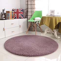 LUUCOZK Tapis moelleux en fausse fourrure, tapis à poils longs pour chambre à coucher et salon, violet-100 cm de diamètre