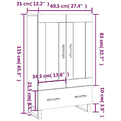 vidaXL Buffet haut chêne fumé 69,5x31x115 cm bois d'ingénierie pas cher