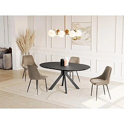 Vente-Unique Table à manger extensible CLARA - 4 à 6 personnes - Céramique & Métal - Anthracite de Maison Céphy