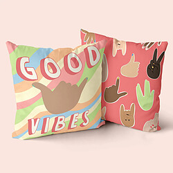 Happy Friday Housse de coussin HappyFriday Aware Good vibes Multicouleur 50 x 50 cm 2 Pièces