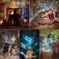 Universal Enfants la nuit, projecteur ciel à LED avec drapeau étoilé Enfants avec musique (château du ciel), 6 films de projection/360 ° rotation/4 couleurs/recharge USB, lumière de nuit pour la décoration de la chambre des enfants (blanc) pas cher