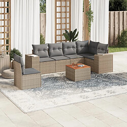 vidaXL Salon de jardin avec coussins 7 pcs beige résine tressée 