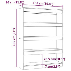 vidaXL Bibliothèque/Séparateur de pièce sonoma gris 100x30x135 cm pas cher