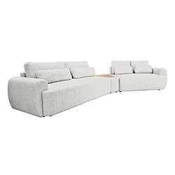 Bestmobilier Mahina - canapé d'angle droit - 5 places avec bout de canapé - convertible avec coffre - en tissu bouclette Mahina - canapé d'angle droit - 5 places avec bout de canapé - convertible avec coffre - en tissu bouclette - Gris clair