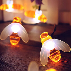 BESTA Guirlande lumineuse solaire LED abeille, 40 LED guirlande lumineuse extérieure étanche blanche chaude décorative pour jardin, fête, mariage, maison, éclairage de décoration de festival