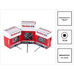 Fischer Vis pour panneaux de particules Power-Fast II FPF II 5.0x80 mm - 200 pièces (670383) tête fraisée + Filetage partiel Torx, galvanisée, passivée bleue