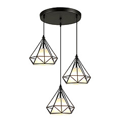 Stoex Suspension Cage Forme Diamant Contemporain 20cm Corde Ajustable Luminaire Lustre en Fer Noir E27 Salle à Manger,Bar,Chambre