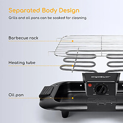 Aigostar Tasty - Gril barbecue d’intérieur sans fumée. 2000W, thermostat, grande surface de cuisson 36x21 cm. Bac à eau pour éviter odeurs et fumée. Entièrement démontable. pas cher