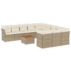 Maison Chic Salon de jardin avec coussins 12 pcs | Ensemble de Table et chaises | Mobilier d'Extérieur beige résine tressée -GKD68191