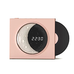 Yonis Horloge Enceinte Bluetooth Rétro Rose Enceinte Bluetooth Rose Haut De Gamme Avec Horloge Lune Et Disque Vinyle Rotatif YONIS